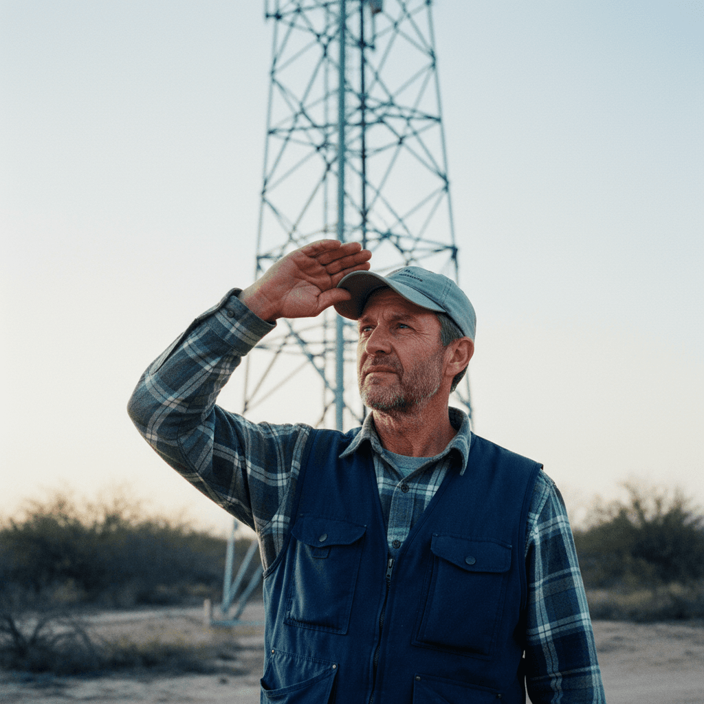 Documentary portrait of a wisp operator (West Texas towers)