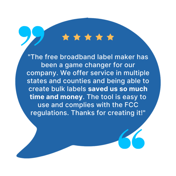 Free FCC Broadband Nutrition Label Generator | Sonar Software